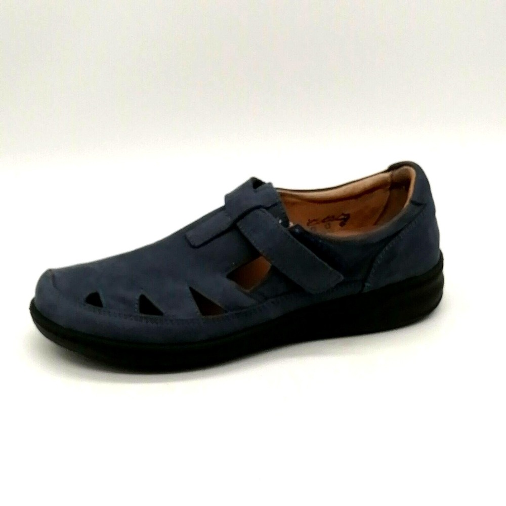 David Tate Shoes Womens Catania Blue 7 Narrow Leather Loafer Hook Loop Comfy NEW